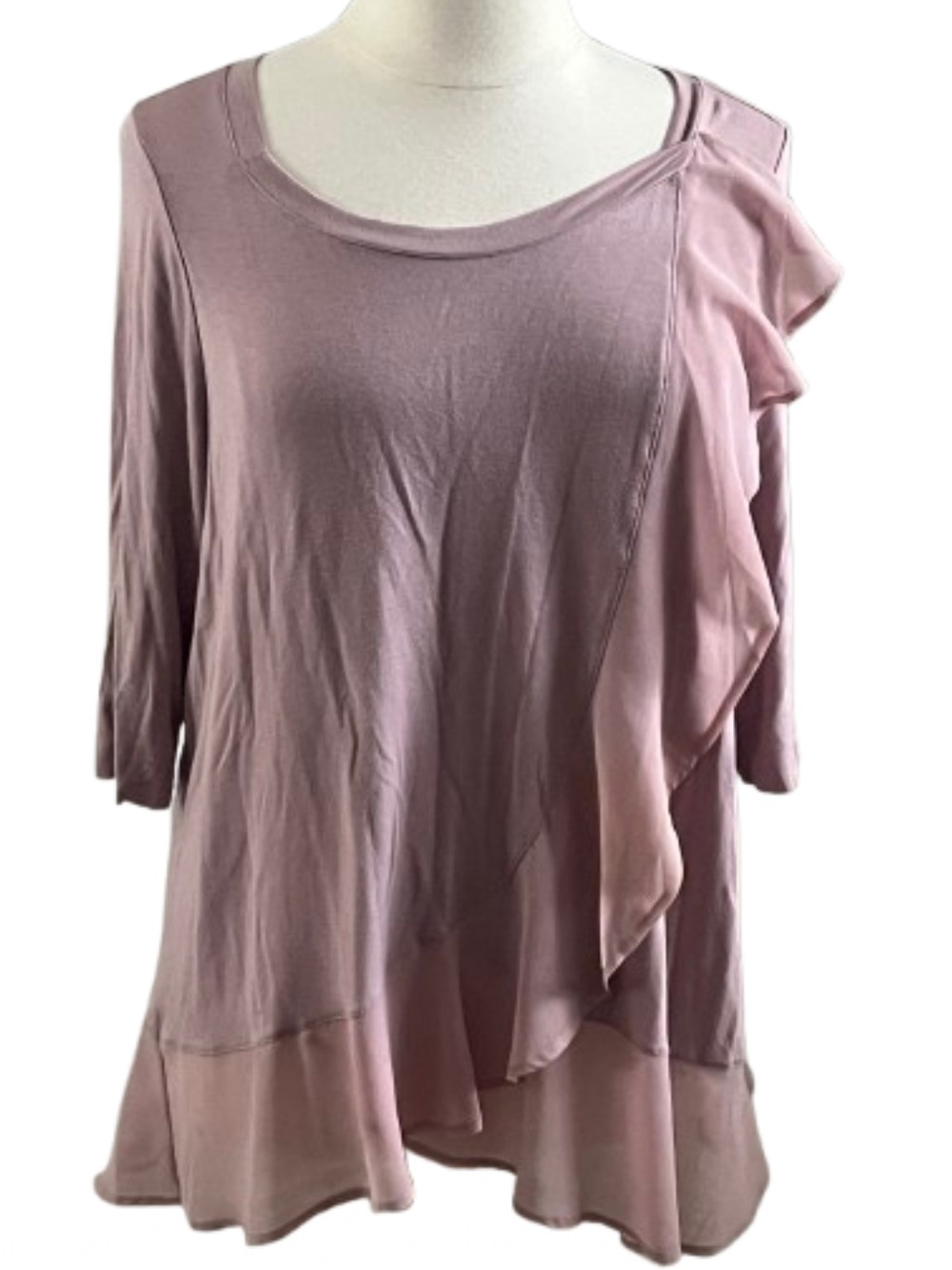 Dusty Mauve Layered Ruffle Tunic